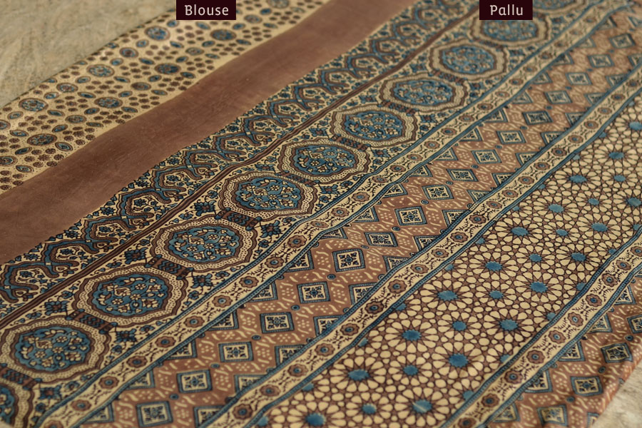 Ambily ★ Tie-Dye & Ajrakh ★ Gajji Silk Saree . 17