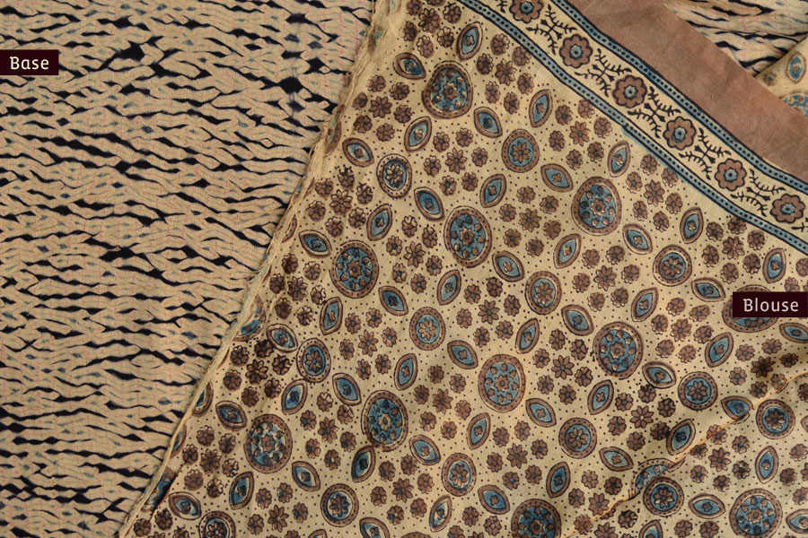Ambily ★ Tie-Dye & Ajrakh ★ Gajji Silk Saree . 17