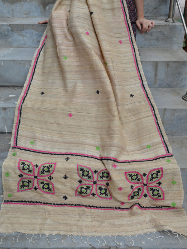 Kutch Embroidery Tussar Dupatta ~ G