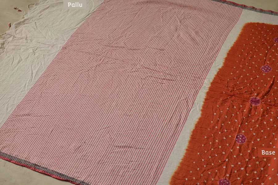 सिन्धु ✛ Handwoven . Cotton Bandhani Saree ✛ 4