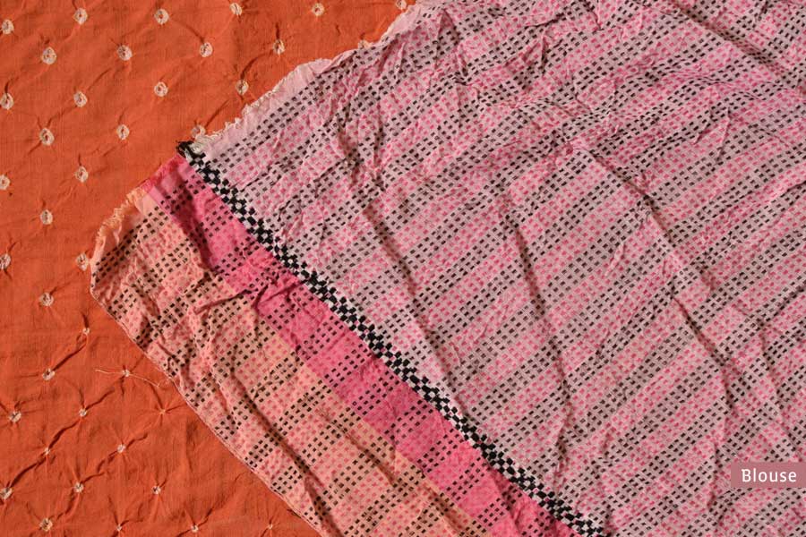 सिन्धु ✛ Handwoven . Cotton Bandhani Saree ✛ 10