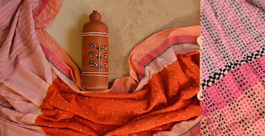 Light Gulabi Pink-Rani Pink Pure Georgette Banarasi Bandhani Handloom -  Tilfi