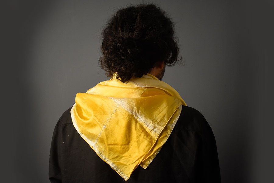 64 Square ♢ Clamp Dyed Tabby Silk Scarf ♢ 20
