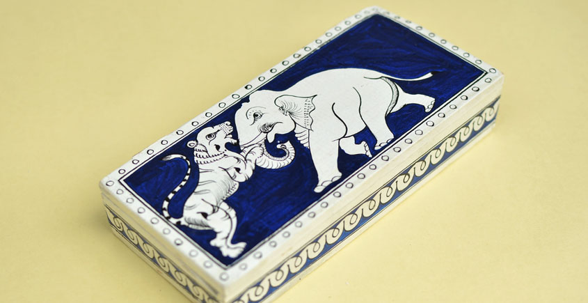 Wooden box ☀  Elephant ( Indigo )