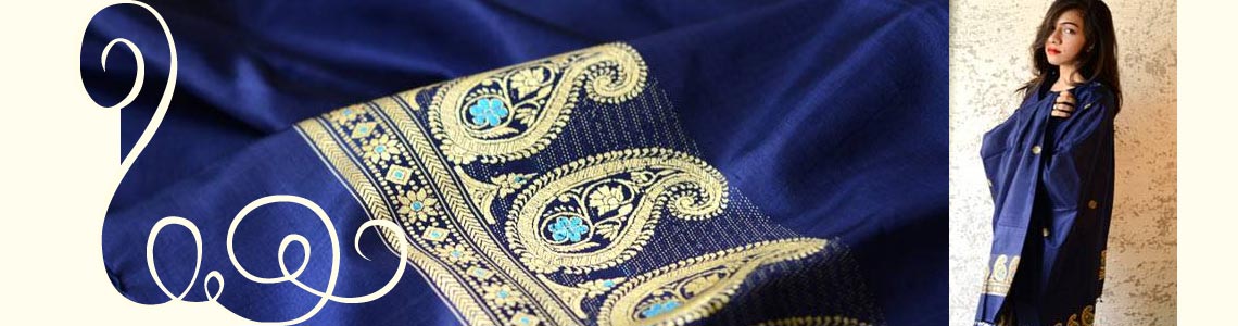 Buy Stunning Blue Knitted Saree Shapewear Online. –