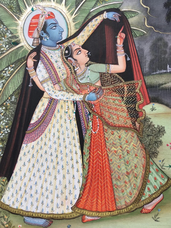 Miniature Painting ~ Rajasthan ~ Radha krishna in the Rain