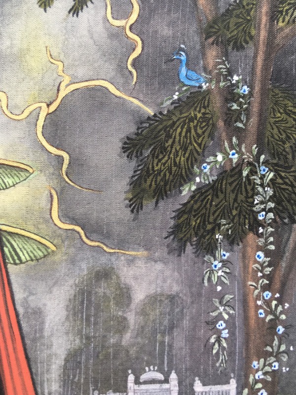 Miniature Painting ~ Rajasthan ~ Radha krishna in the Rain