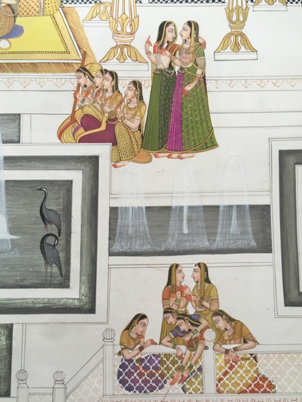 Miniature Painting ~ Rajasthan ~ Radha Krishna with Sakhi